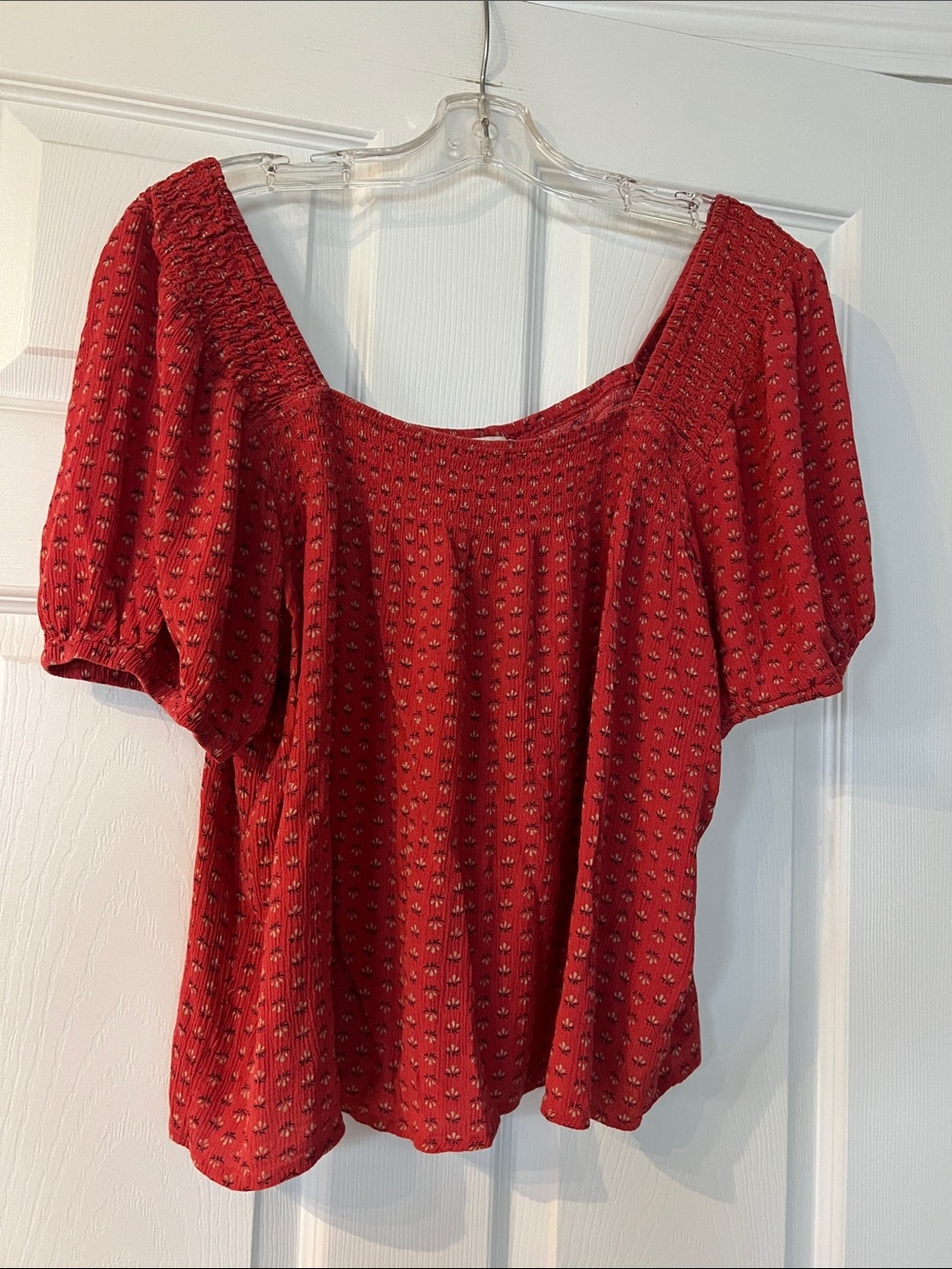 Coral Puff-Sleeve off the shoulder Women's Top